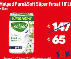 MOLPED PURE & SOFT GECE SÜPER FIRSAT 18'Lİ HİJYENİK PED MOLPED PURE & SOFT GECE SÜPER FIRSAT 18'Lİ HİJYENİK PED